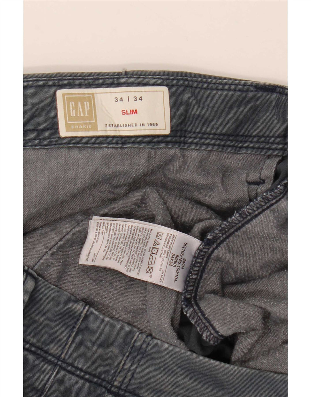 Pantaloni chino subțiri pentru bărbați Gap L34 L34 bumbac gri