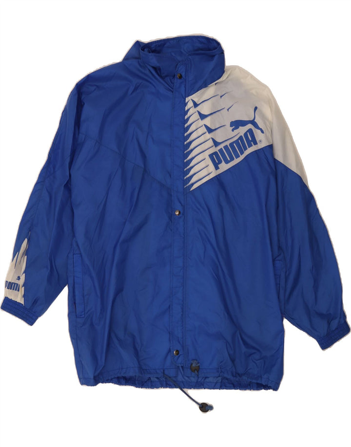 PUMA Mens Graphic Rain Jacket UK 46 XL Blue Colourblock Polyamide Vintage Puma and Second-Hand Puma from Messina Hembry 