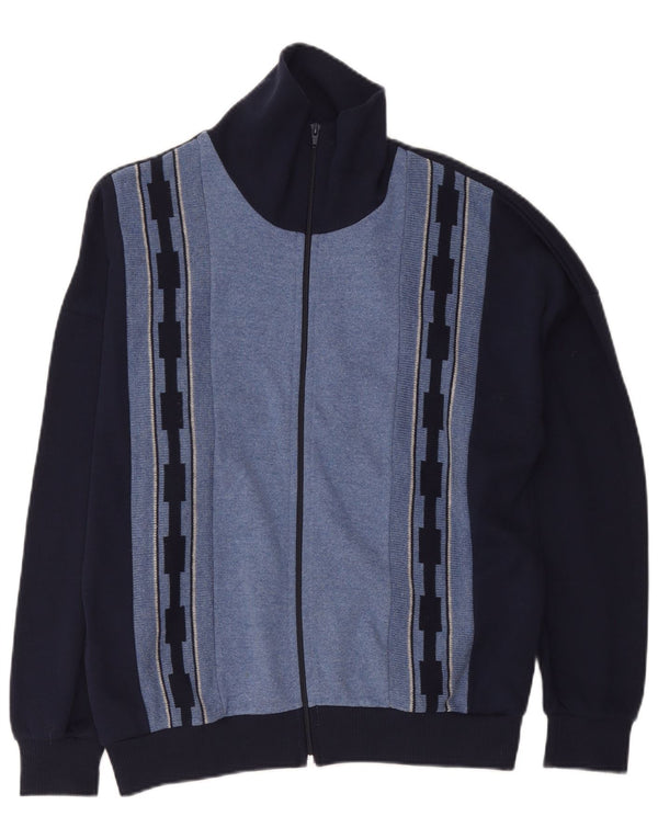 Pulover cardigan vintage pentru bărbați EU 50, mediu, bleumarin, bumbac color bloc