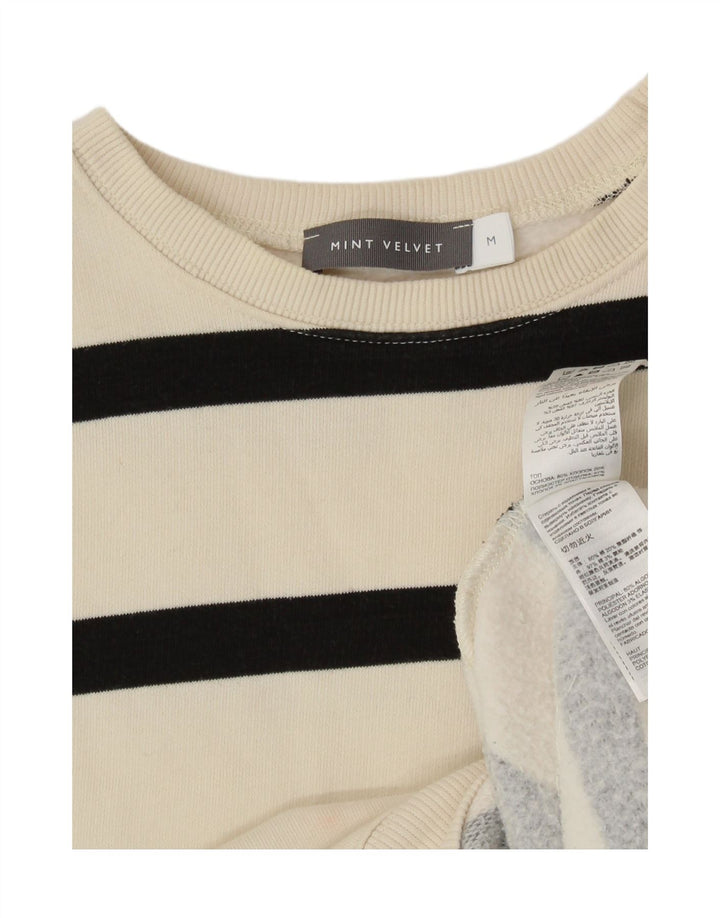 MINT VELVET Pulover pentru femei UK 14 Bumbac cu dungi albe medii