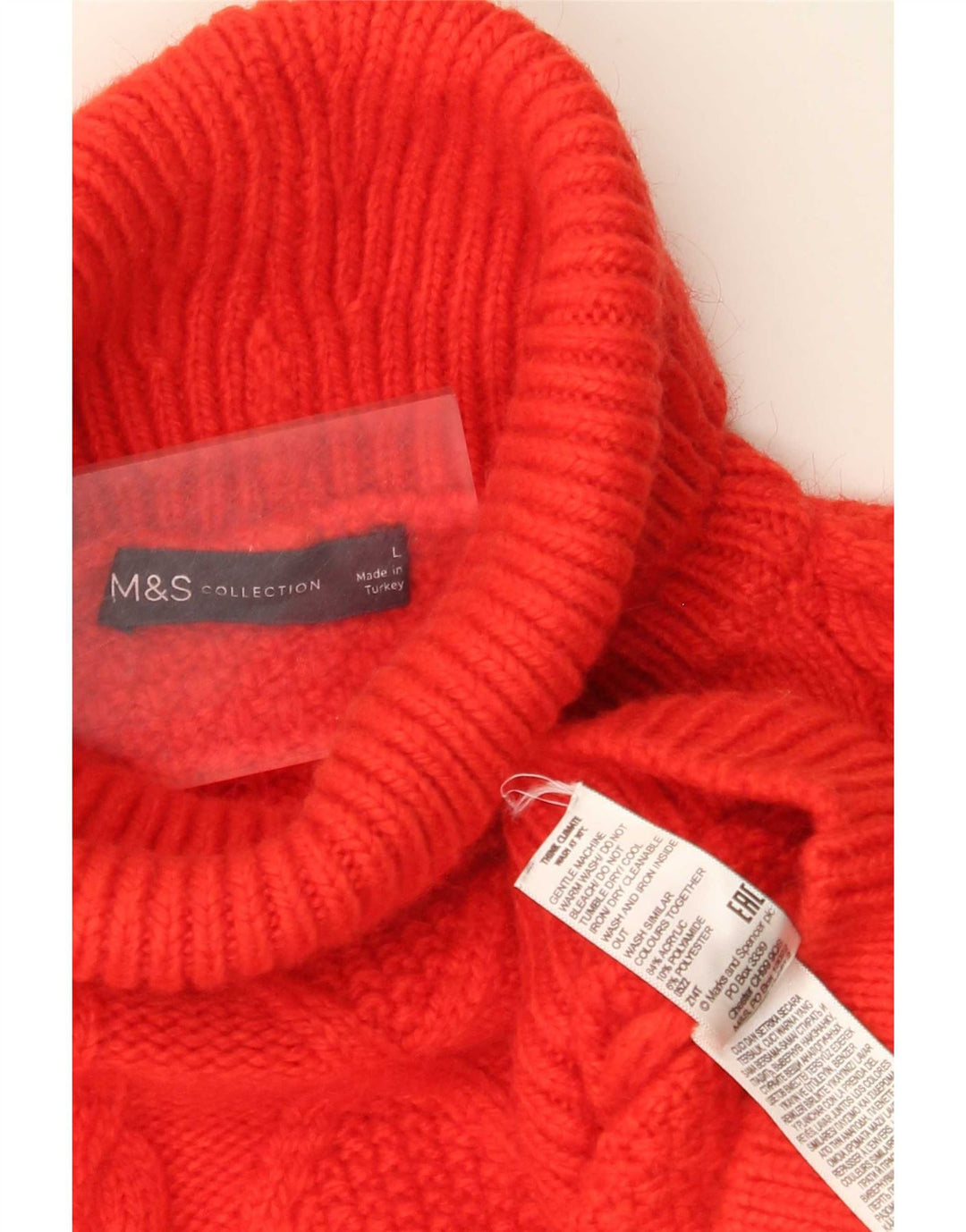 Marks & Spencer Pulover oversized cu gât rulat pentru femei UK 16 Large Red