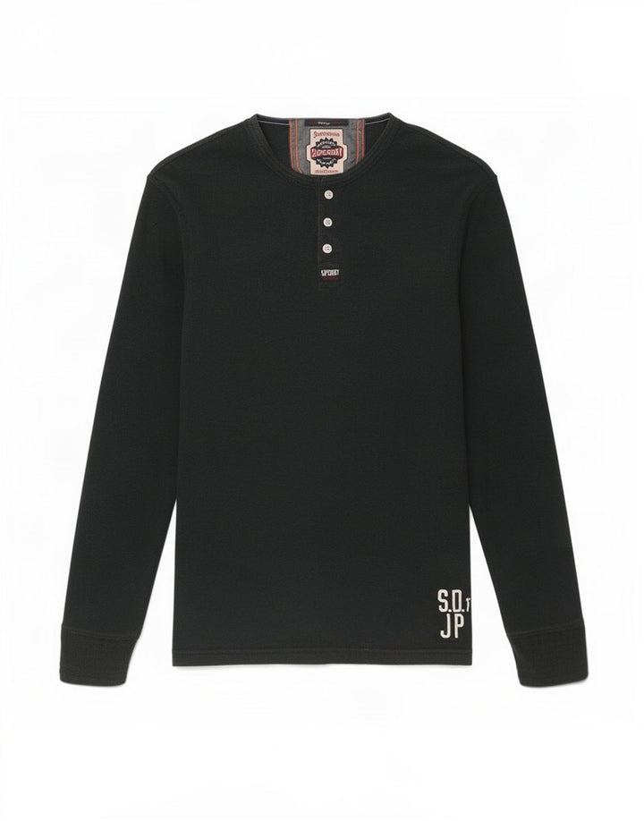 Top grafic pentru bărbați Superdry cu mânecă lungă, mediu albastru, bumbac