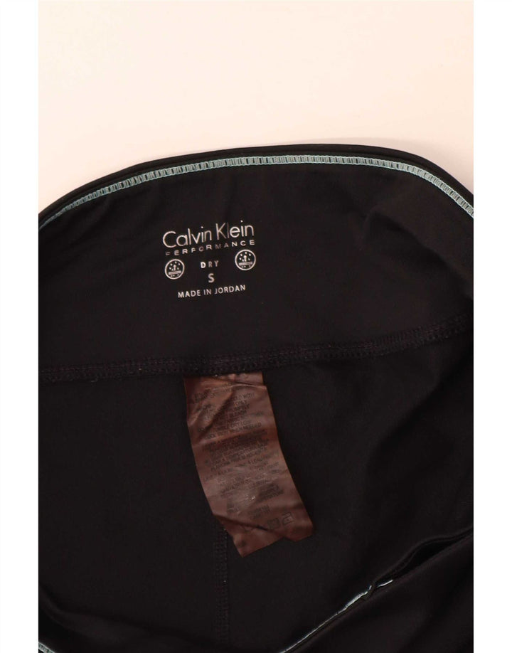 Calvin Klein Leggings cu grafică pentru femei UK 10 Small Black Nylon