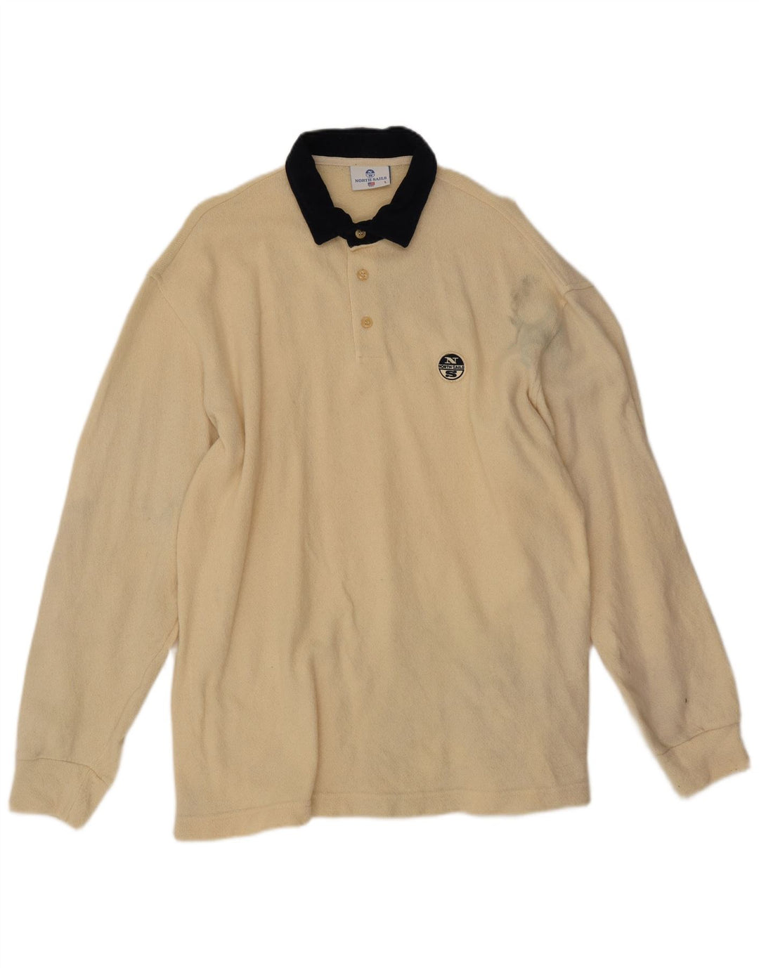 Pulover North Sails pentru bărbați, cu gât polo, lână mare, bej, bloc de culoare
