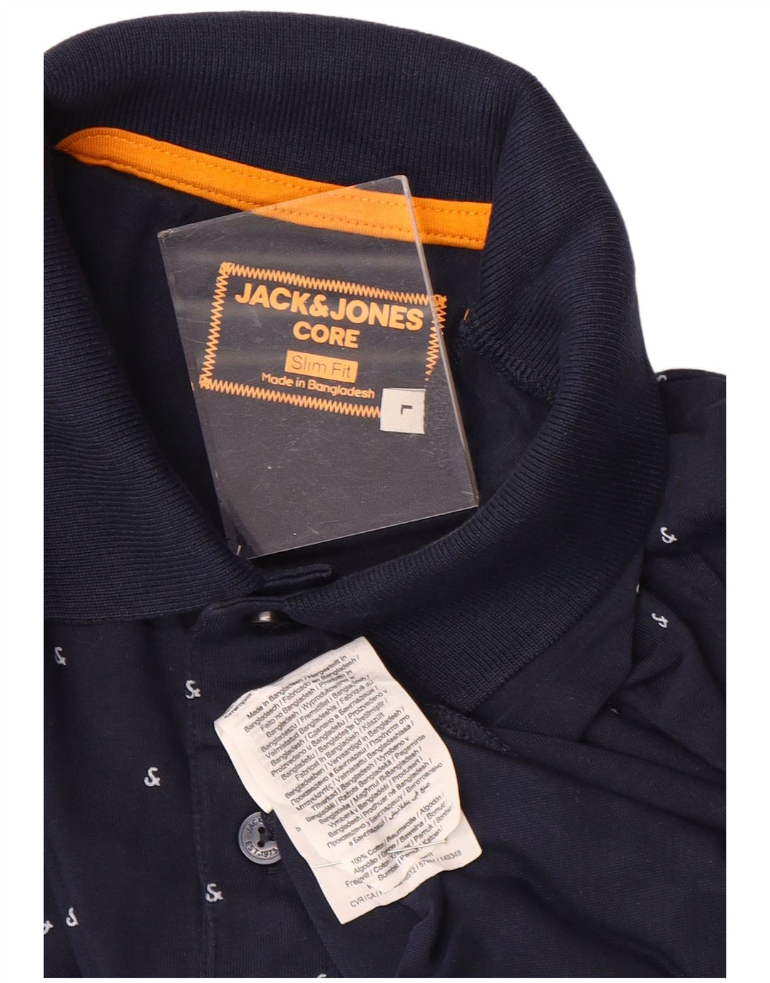 Cămașă polo pentru bărbați JACK & JONES, slim fit, mare, albastru, bumbac cu pete