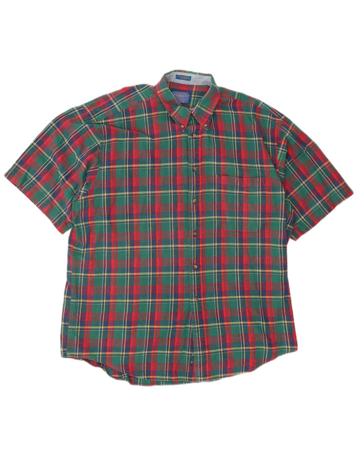 PENDLETON Mens Short Sleeve Shirt Large Multicoloured Check Cotton