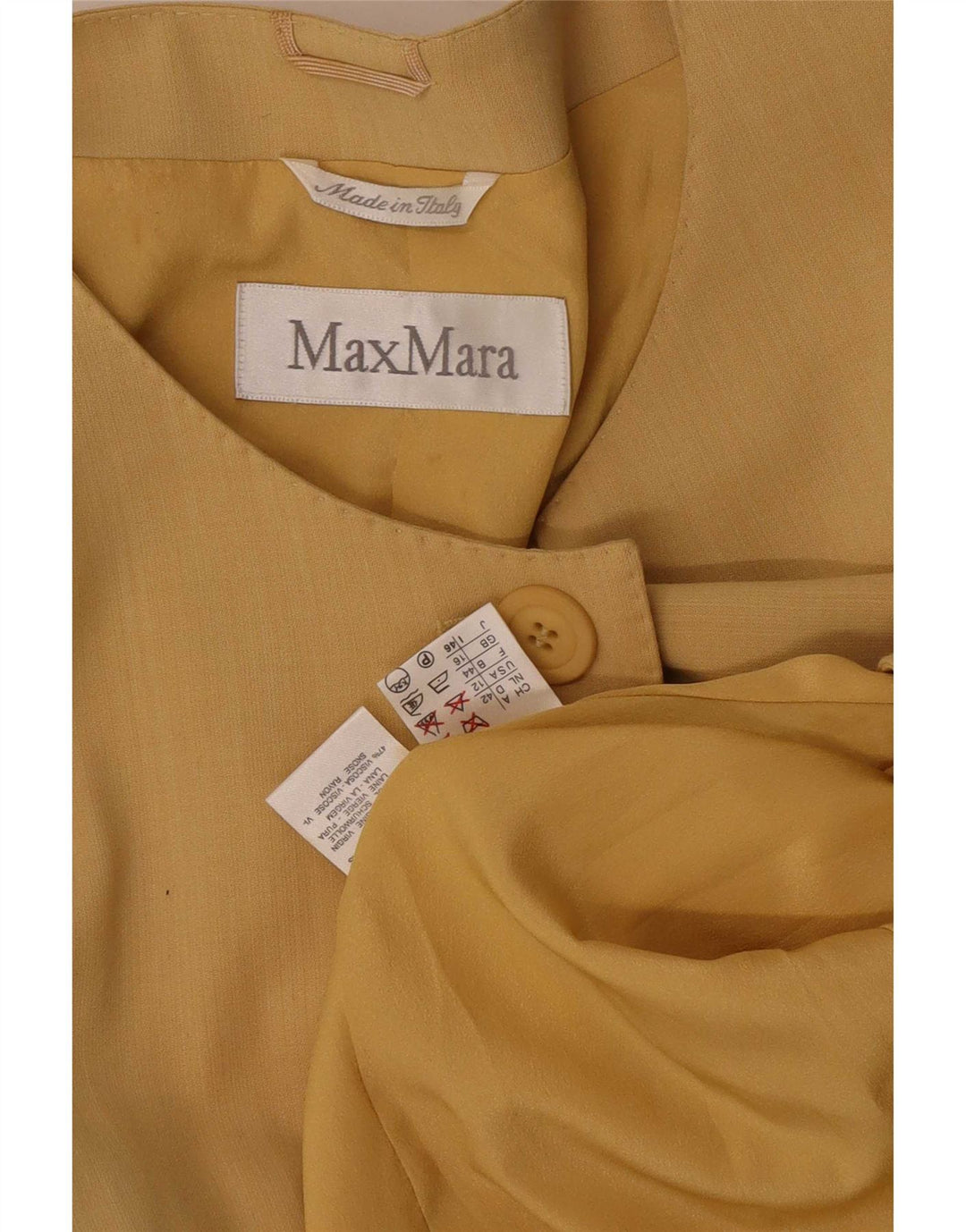 Jachetă Blazer pentru femei Max Mara cu 1 nasture cu paragate UK 16, mare, galbenă