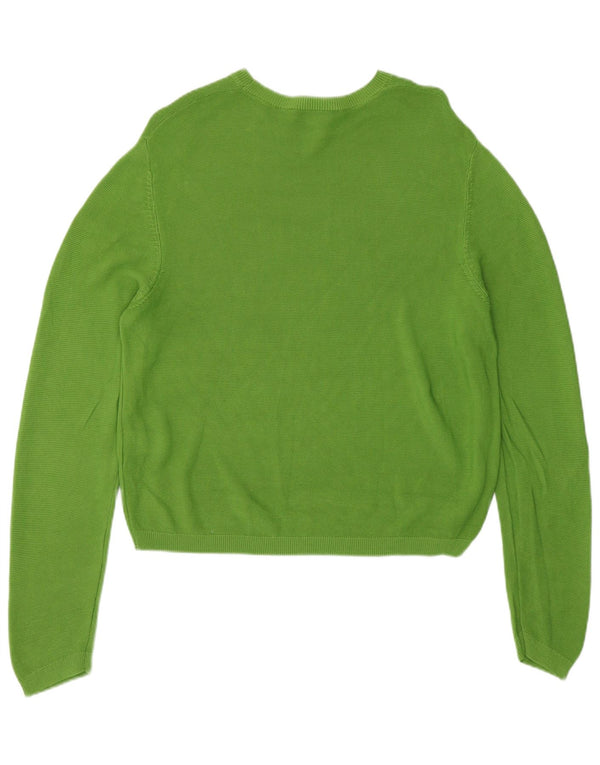 Zara Womens Crew Neck Jumper Sweater UK 14 Medium Green Viscose