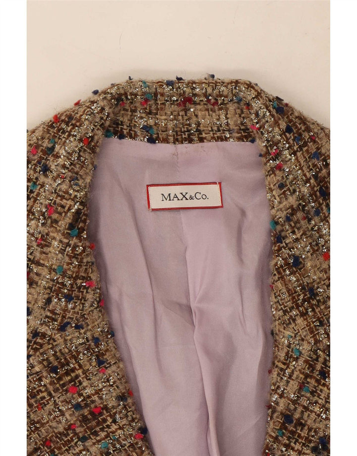 Jachetă Blazer pentru femei Max & Co. UK 10, lână cu pete mici, bej