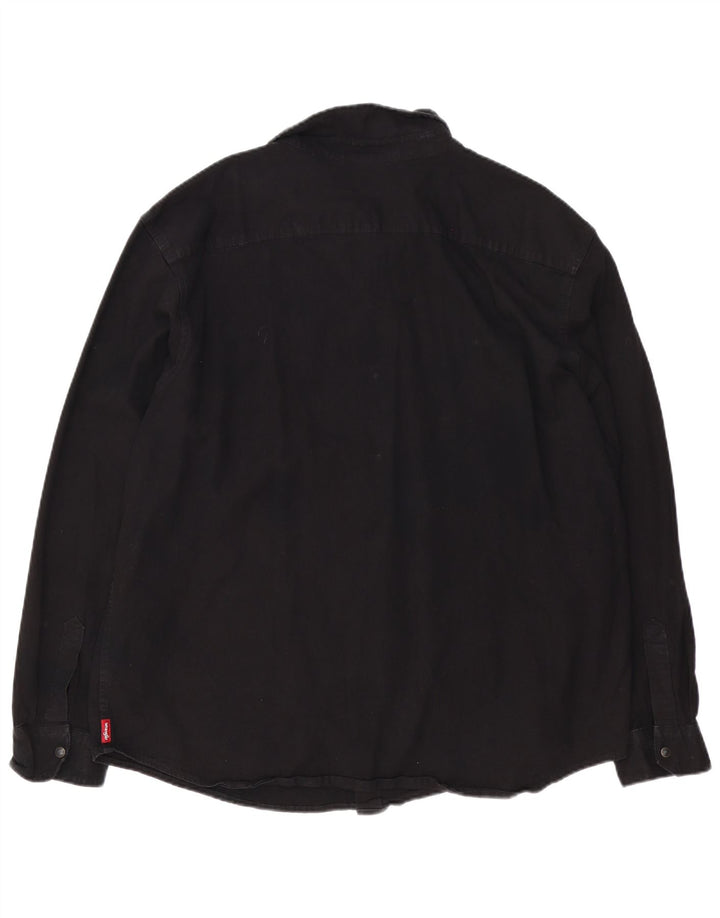 Cămașă Western Denim Wrangler pentru bărbați, bumbac negru 3XL