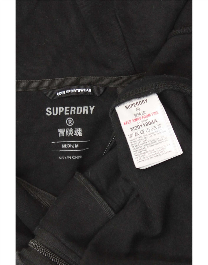 Pulover Superdry pentru bărbați, cu fermoar, bumbac mediu negru