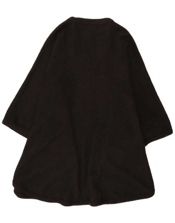 Pulover Vintage Poncho Cardigan Femei Marime Unică Lână Neagră Alpaca