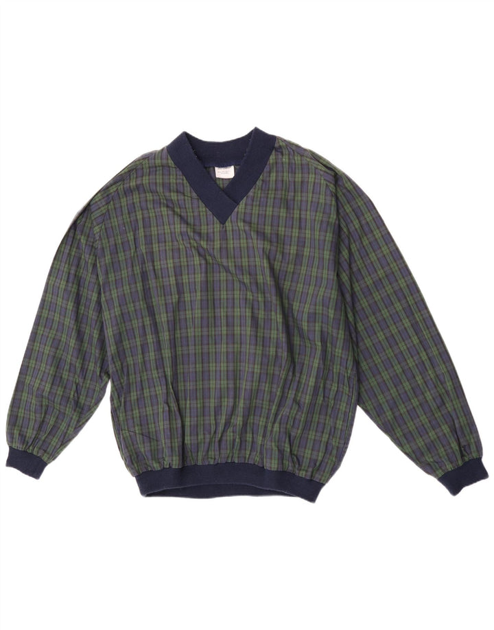 Trening Vintage Pulover Top XL Bleumarin Poliester Check
