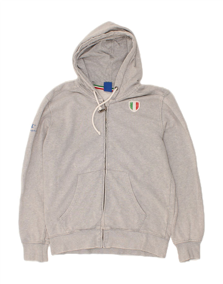 CHAMPION Mens Graphic Zip Hoodie Sweater Medium Grey Vintage Champion and Second-Hand Champion from Messina Hembry 