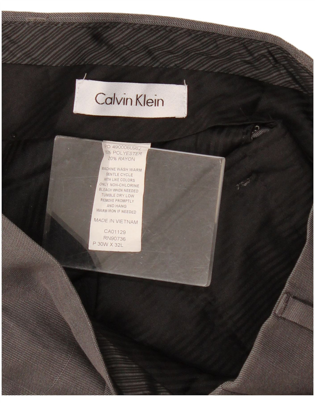 Pantaloni drepți CALVIN KLEIN pentru bărbați L30 L32 Poliester cu carouri gri