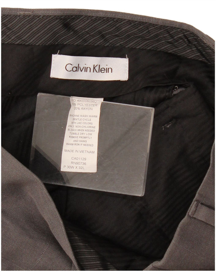 Pantaloni drepți CALVIN KLEIN pentru bărbați L30 L32 Poliester cu carouri gri