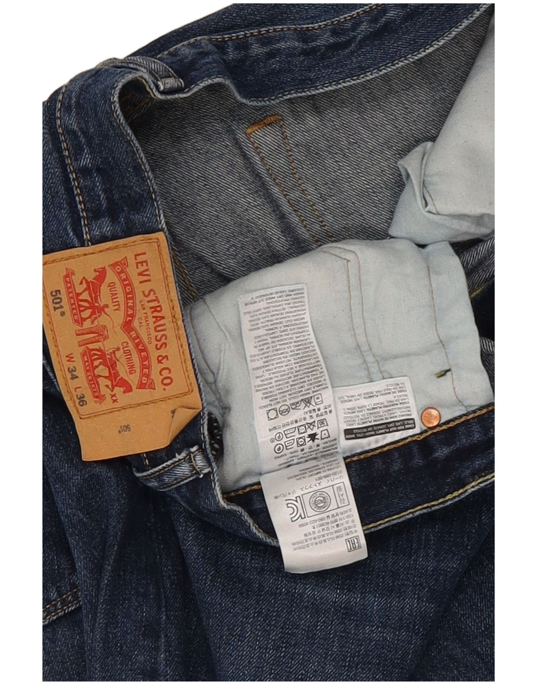 Blugi drepti pentru bărbați Levi's 501 W34 L36 Bumbac albastru