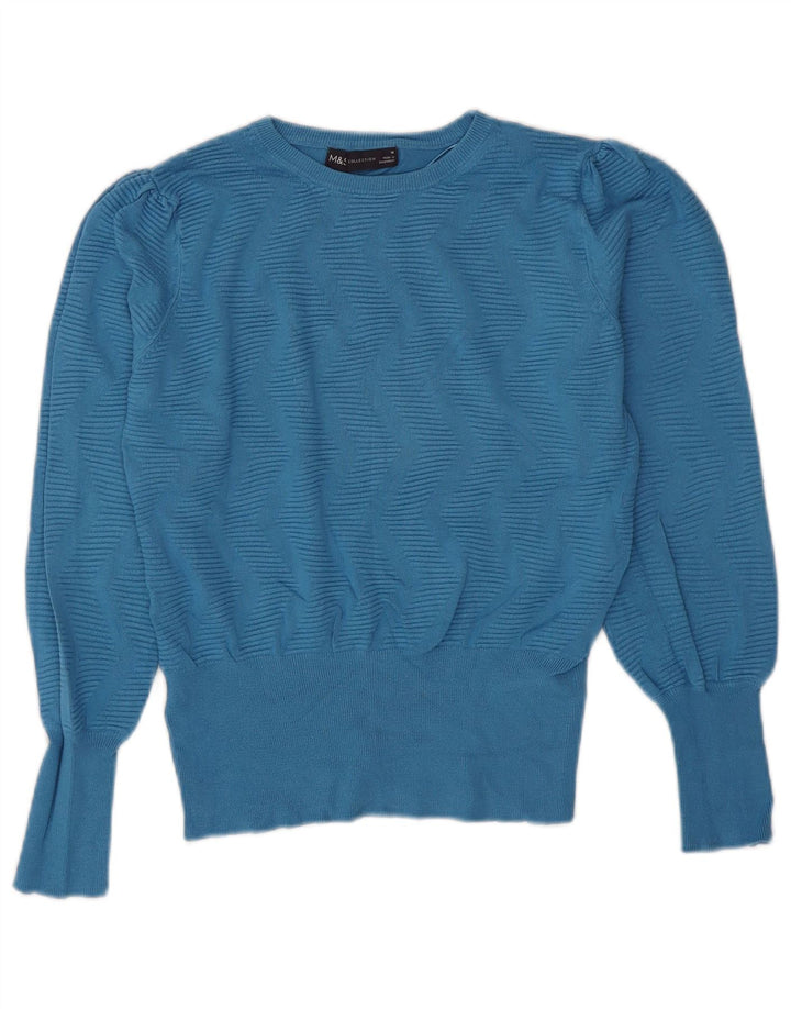 Pulover pentru femei Marks & Spencer cu decolteu cu barca UK 12 Medium Blue Chevron