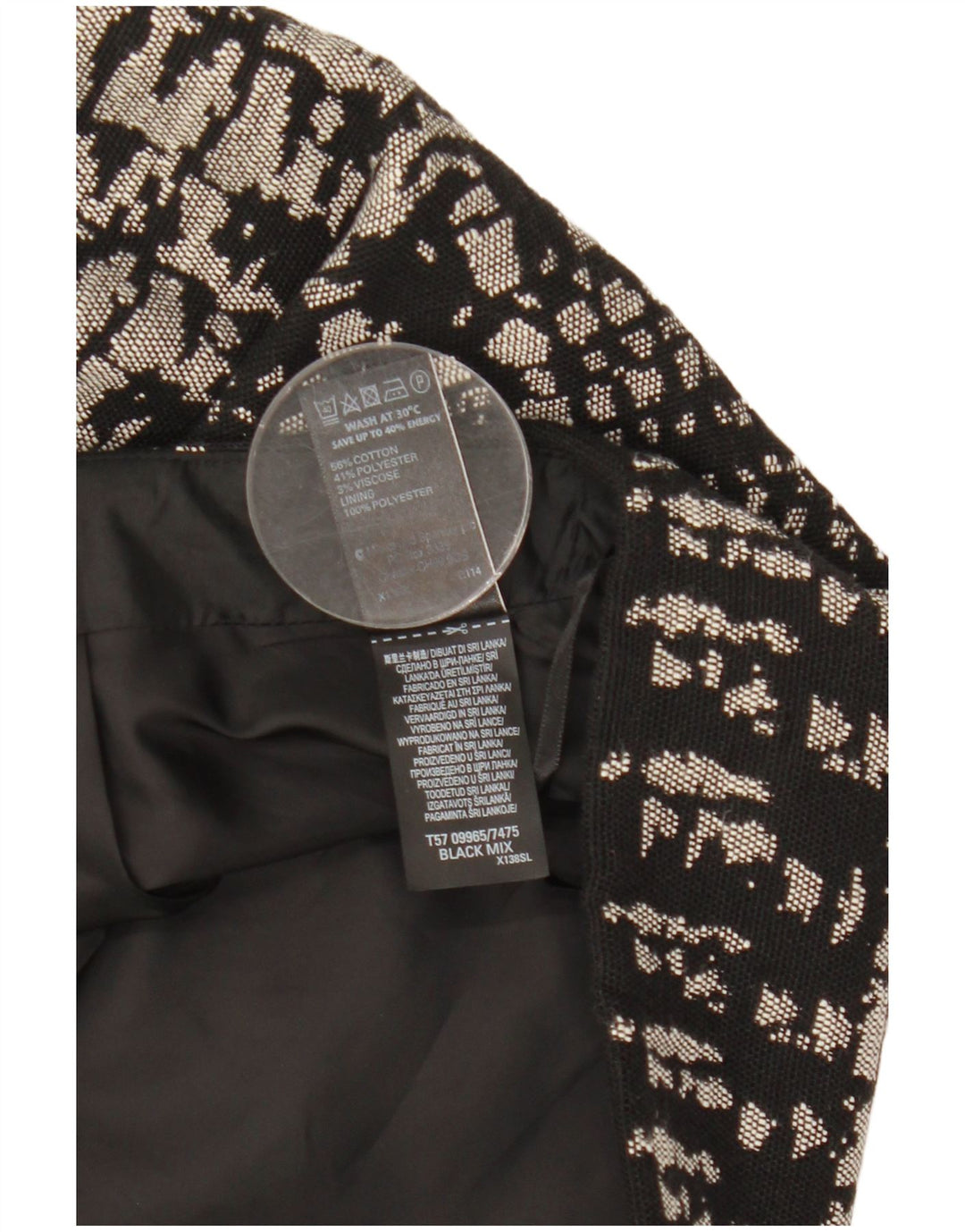 Fusta mini pentru femei Marks & Spencer UK 12 Medium W31 Bumbac geometric negru