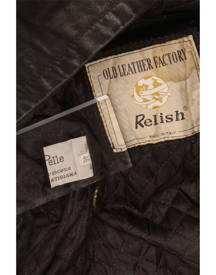 Jachetă de piele pentru femei RELISH IT 46 din piele maro mare