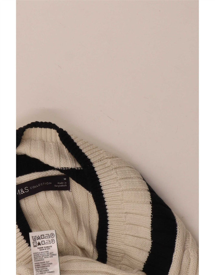 Marks & Spencer Pulover cu decolteu în V pentru femei UK 14 Medium White Colorblock