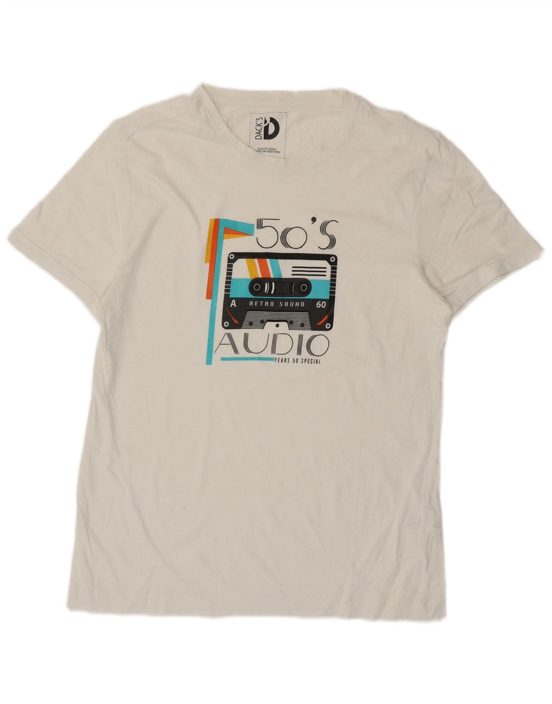 Tricou grafic pentru bărbați Dack's Top mare din bumbac alb