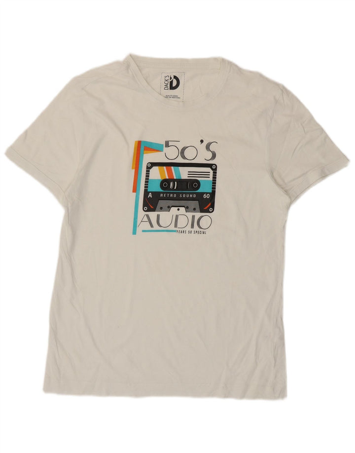Tricou grafic pentru bărbați Dack's Top mare din bumbac alb