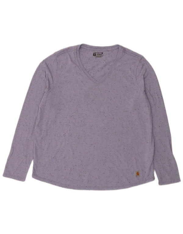 Carhartt pentru femei, top relaxat cu mânecă lungă US 20 2XL, bumbac mov cu pete