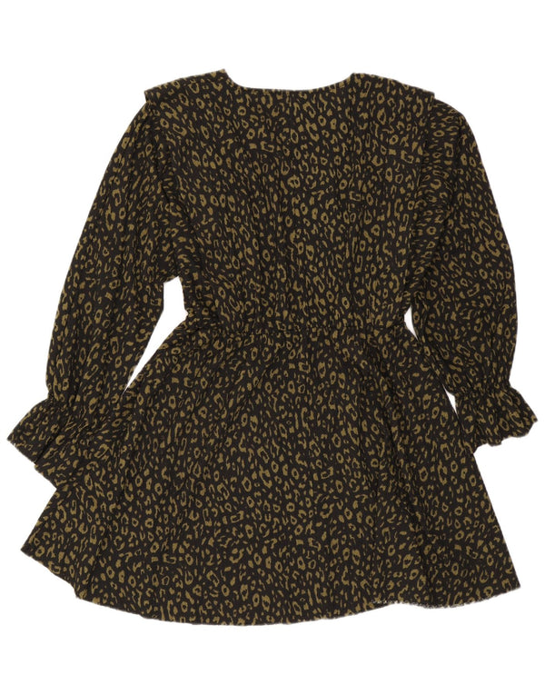 Rochie în formă de A cu mânecă lungă pentru femei Zara UK 16, mare, negru, imprimeu animal
