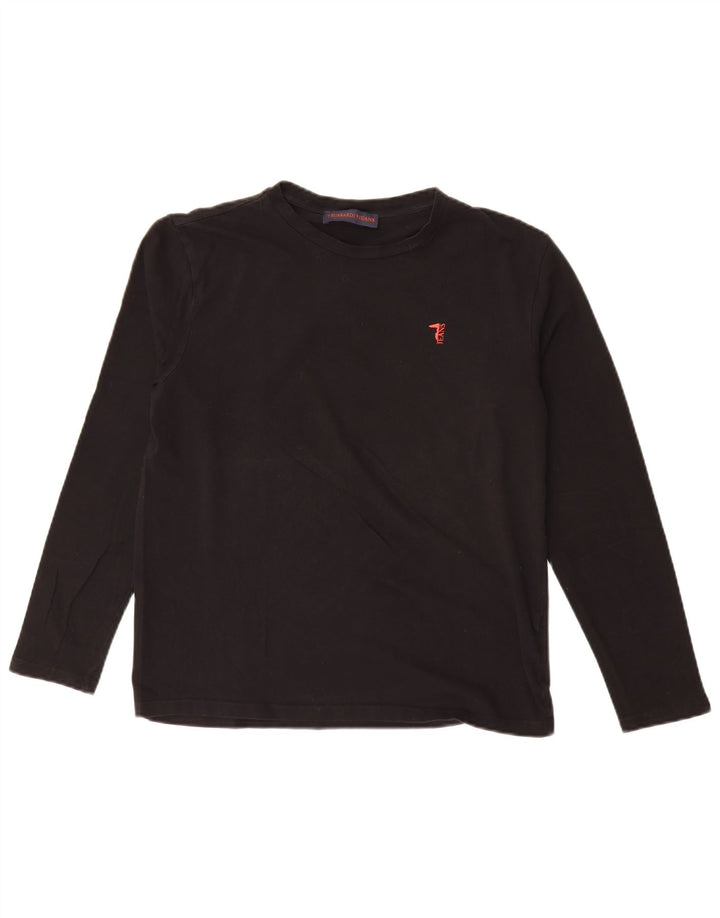 Trussardi Jeans Top pentru femei cu mânecă lungă UK 14 Bumbac mediu negru
