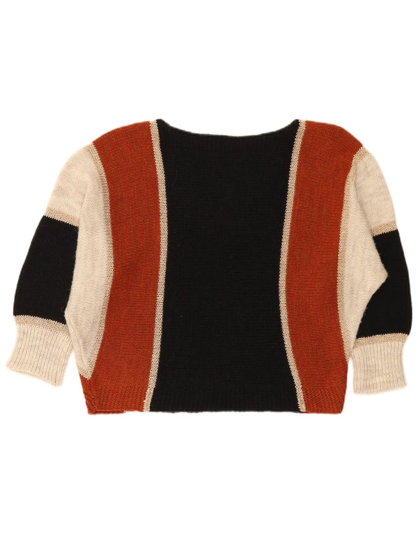 Pulover vintage pentru femei cu gât de barcă UK 16 mare multicolor