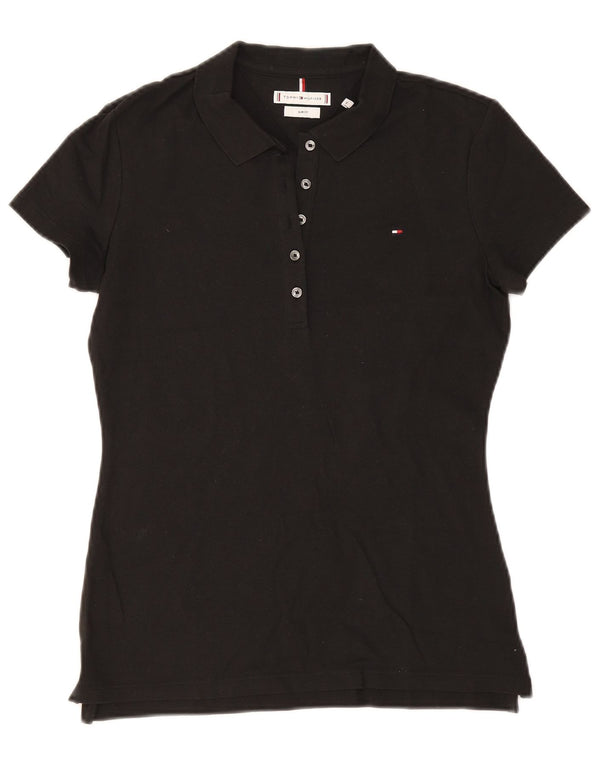 Tricou polo Tommy Hilfiger pentru femei Slim Fit UK 12 Bumbac mediu negru