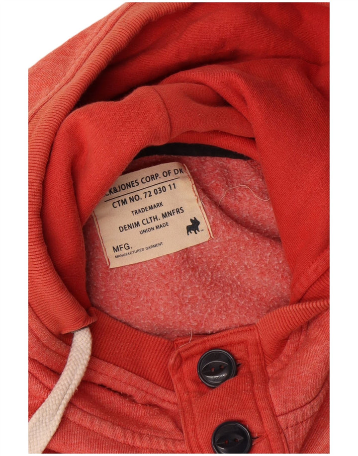 Pulover Jack & Jones pentru bărbați, cu grafică, cu gât, cu glugă, roz mediu