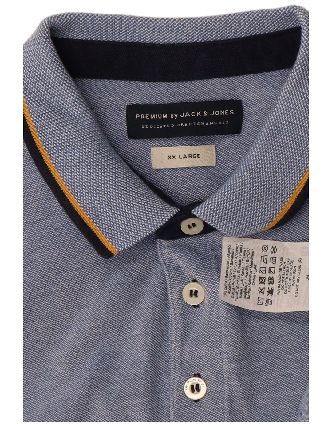Tricou polo Jack & Jones pentru bărbați, bumbac albastru 2XL