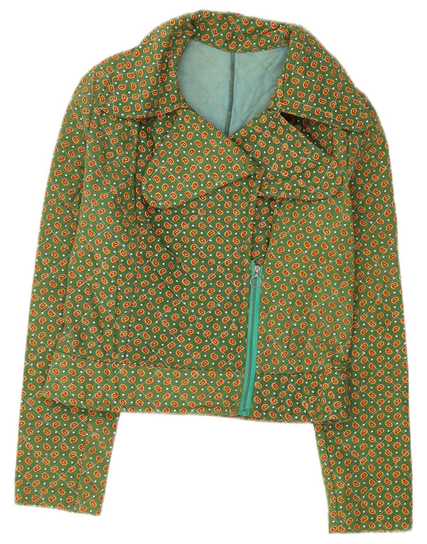 Bomber vintage pentru femei UK 8 Small Green Paisley