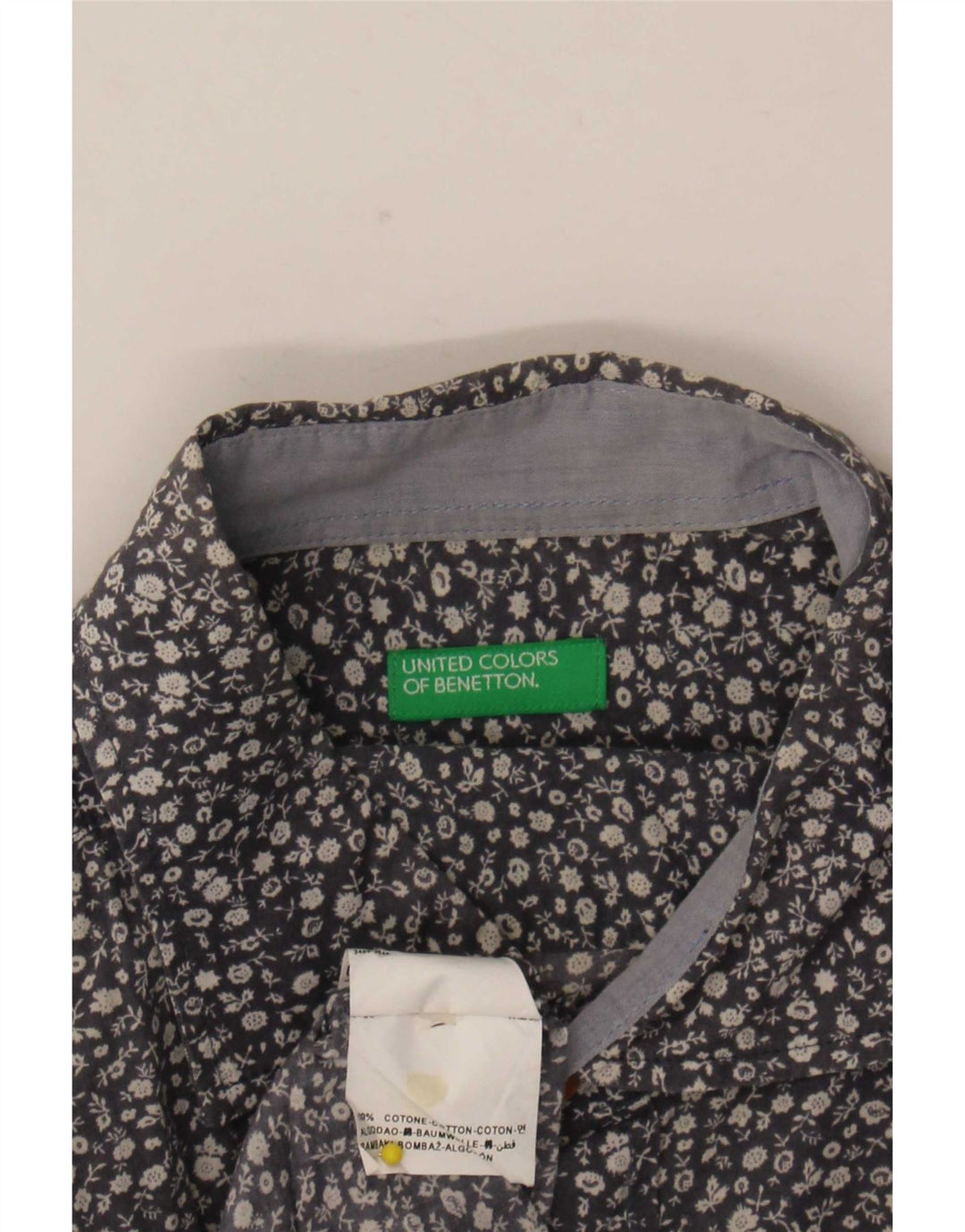 Cămașă Benetton pentru bărbați, mare, albastru, floral, bumbac