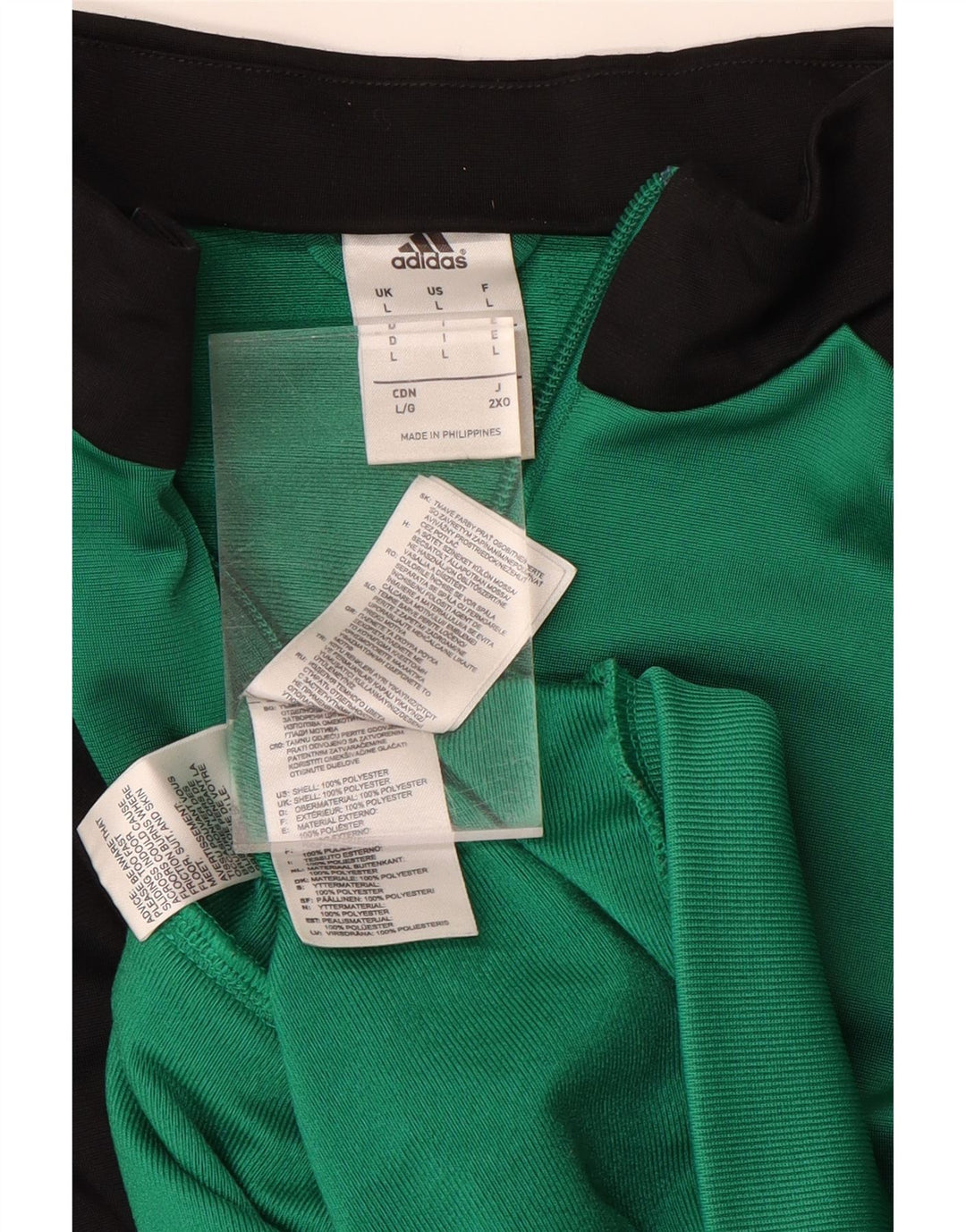 ADIDAS Mens Tracksuit Top Jacket Large Green Colourblock Polyester Vintage Adidas and Second-Hand Adidas from Messina Hembry 