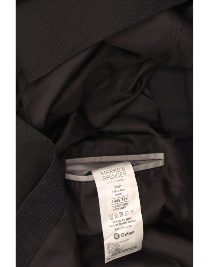 Jachetă pentru bărbați Marks & Spencer, cu 3 nasturi, UK 44 XL, bleumarin, cu dungi