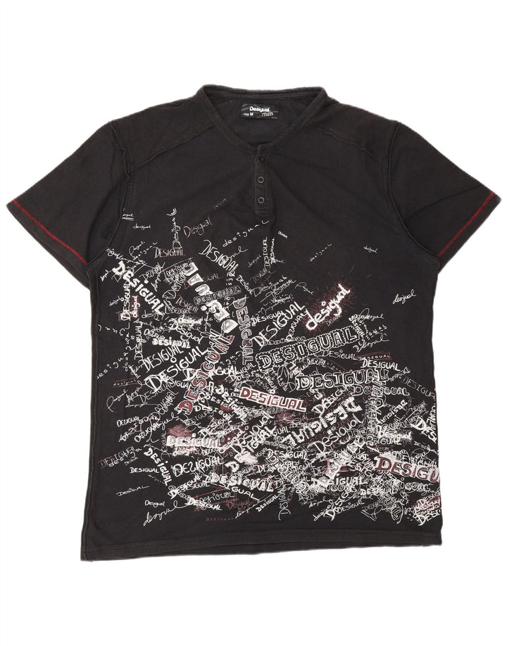 Tricou grafic DESIGUAL pentru bărbați Top mediu negru bumbac