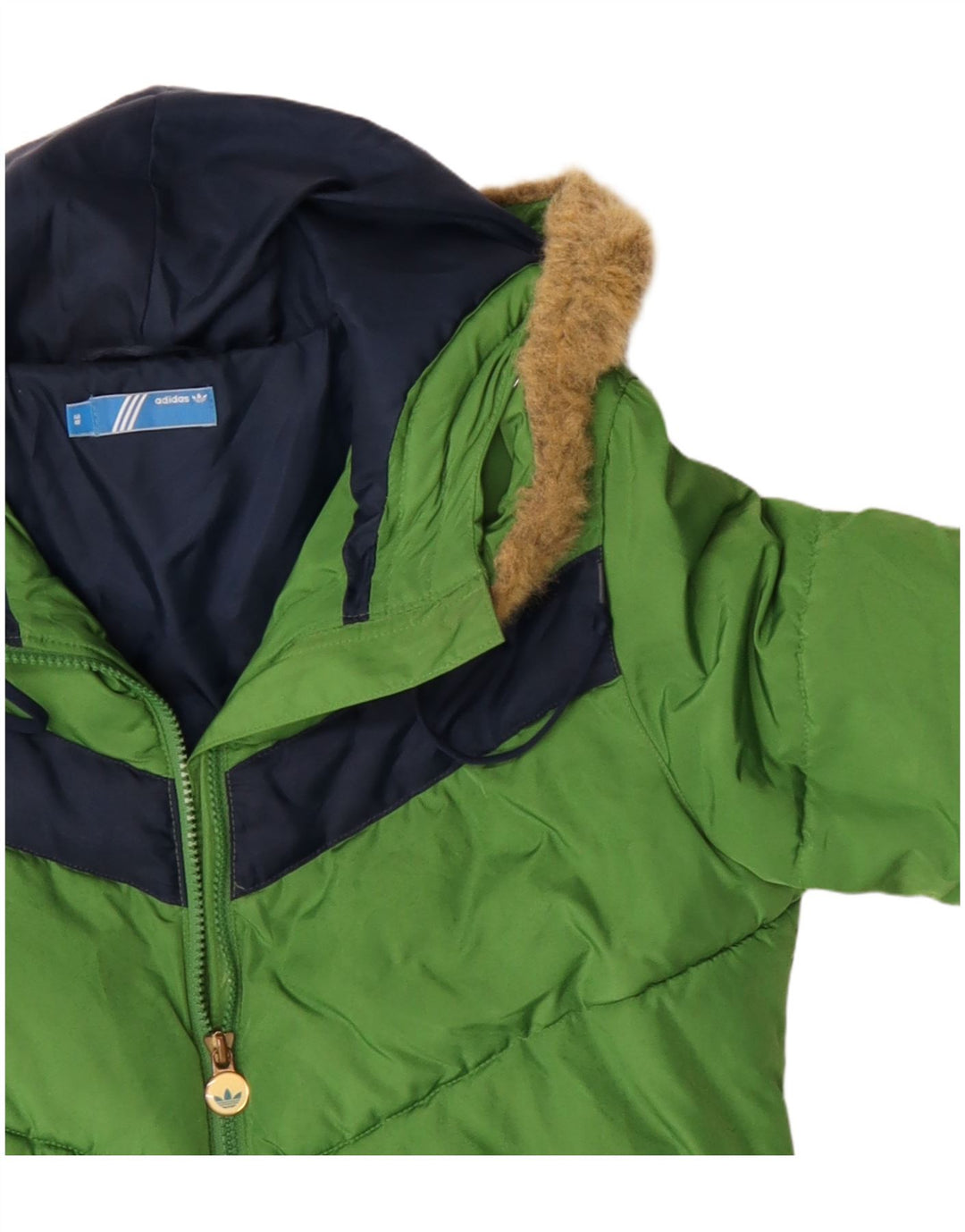 Jachetă căptușită cu glugă Adidas pentru femei EU 38 Medium Green Colorblock Poliester