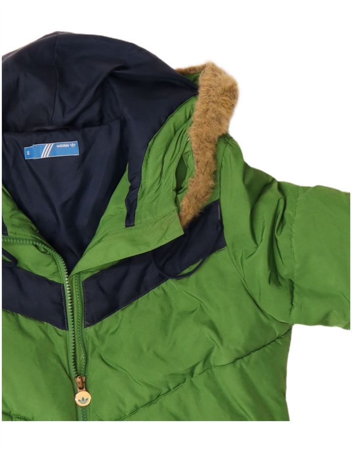 Jachetă căptușită cu glugă Adidas pentru femei EU 38 Medium Green Colorblock Poliester