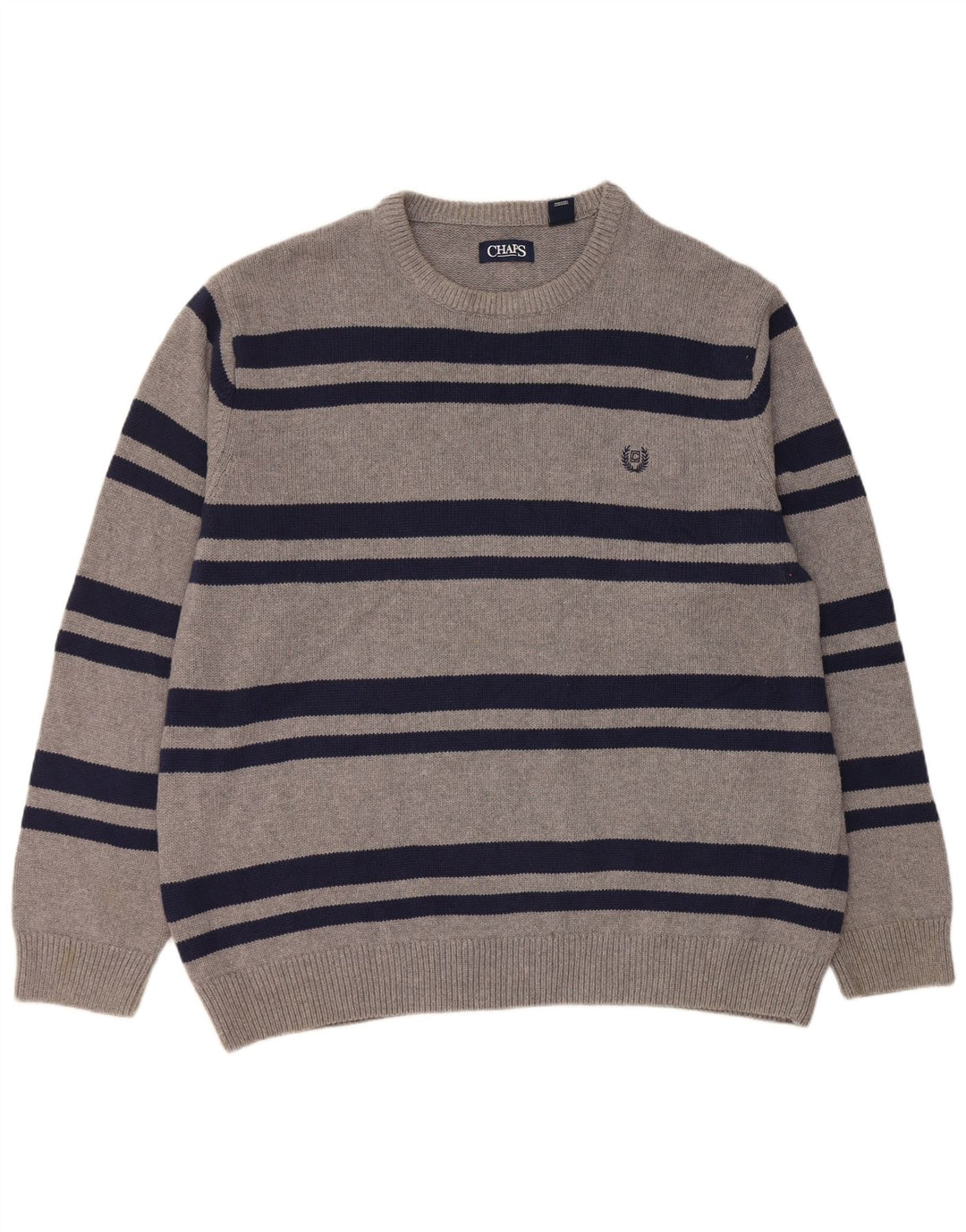 Pulover Chaps pentru bărbați, cu gât roșu, 2XL, bumbac cu dungi gri