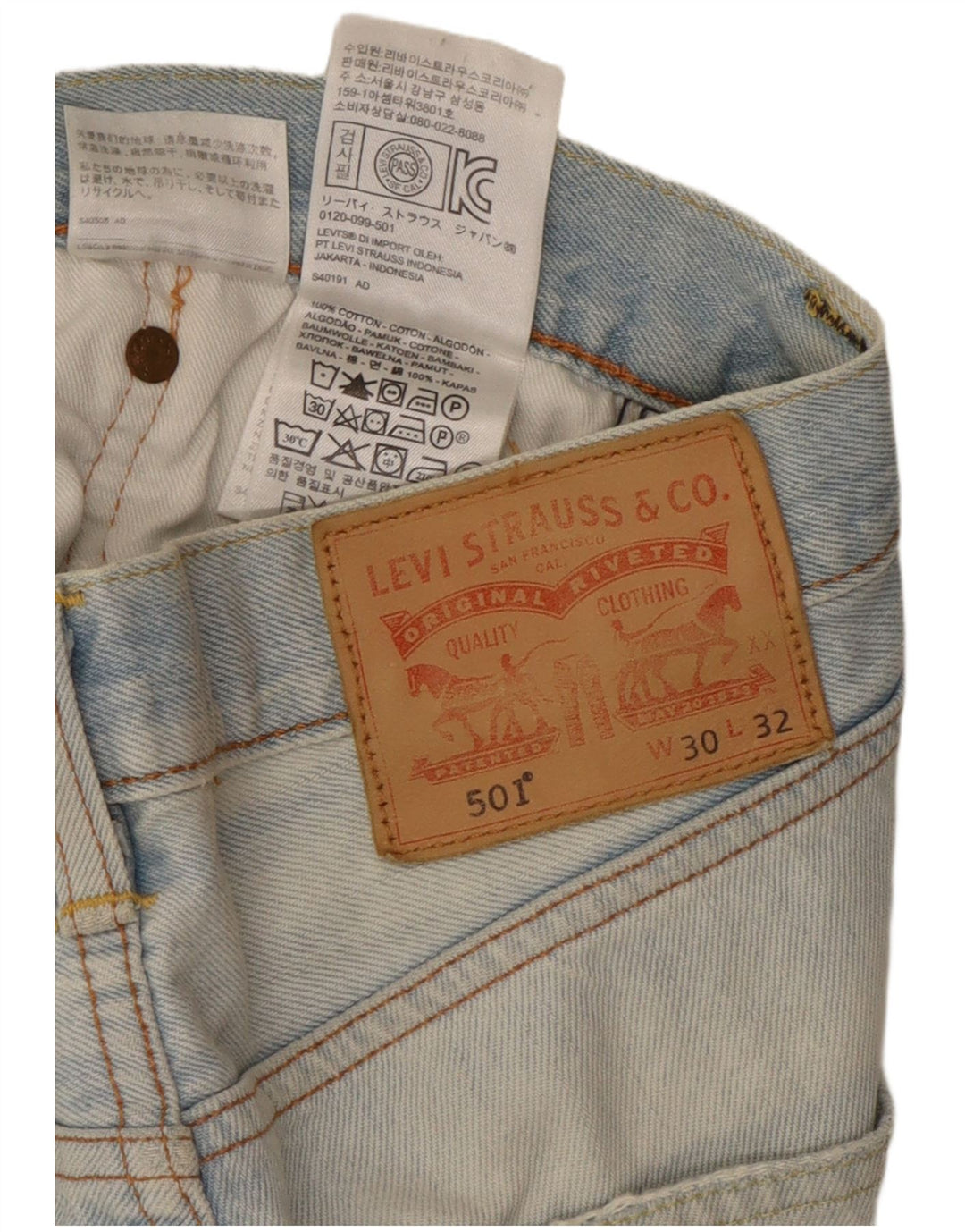 Blugi drepti pentru bărbați Levi's 501 W30 L32 Bumbac albastru