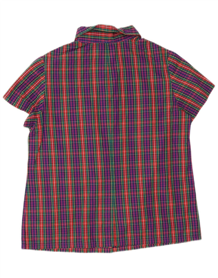 Cămașă vintage cu mânecă scurtă pentru femei UK 14 Medium Multicolor Check
