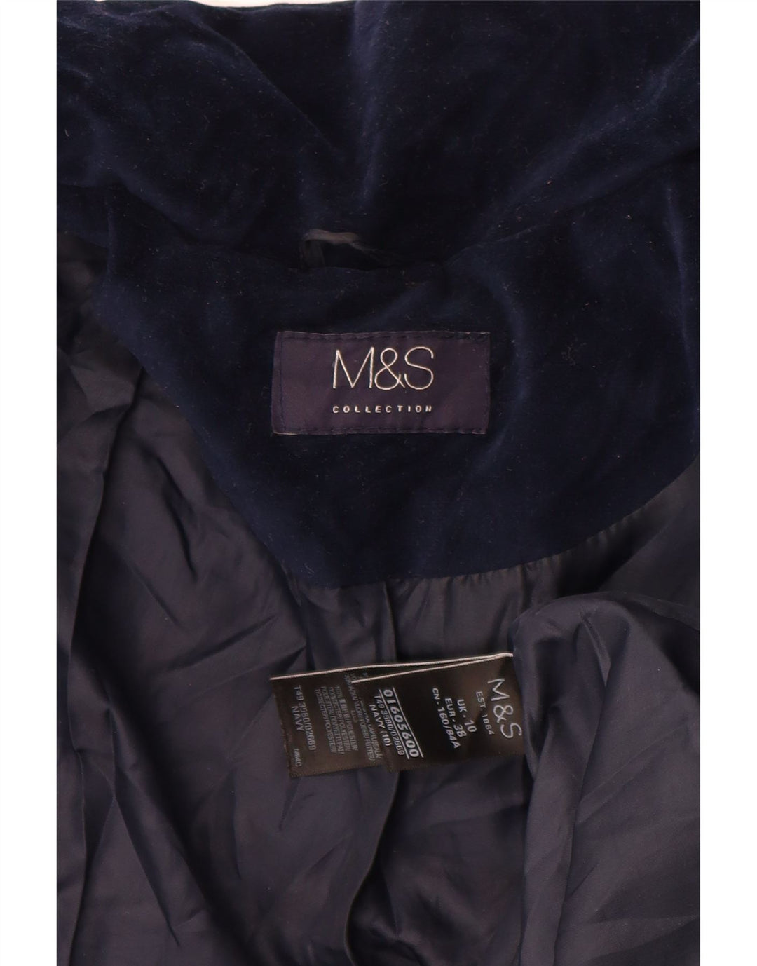 Jachetă căptușită din velur supradimensionată pentru femei Marks & Spencer UK 10 Mic bleumarin
