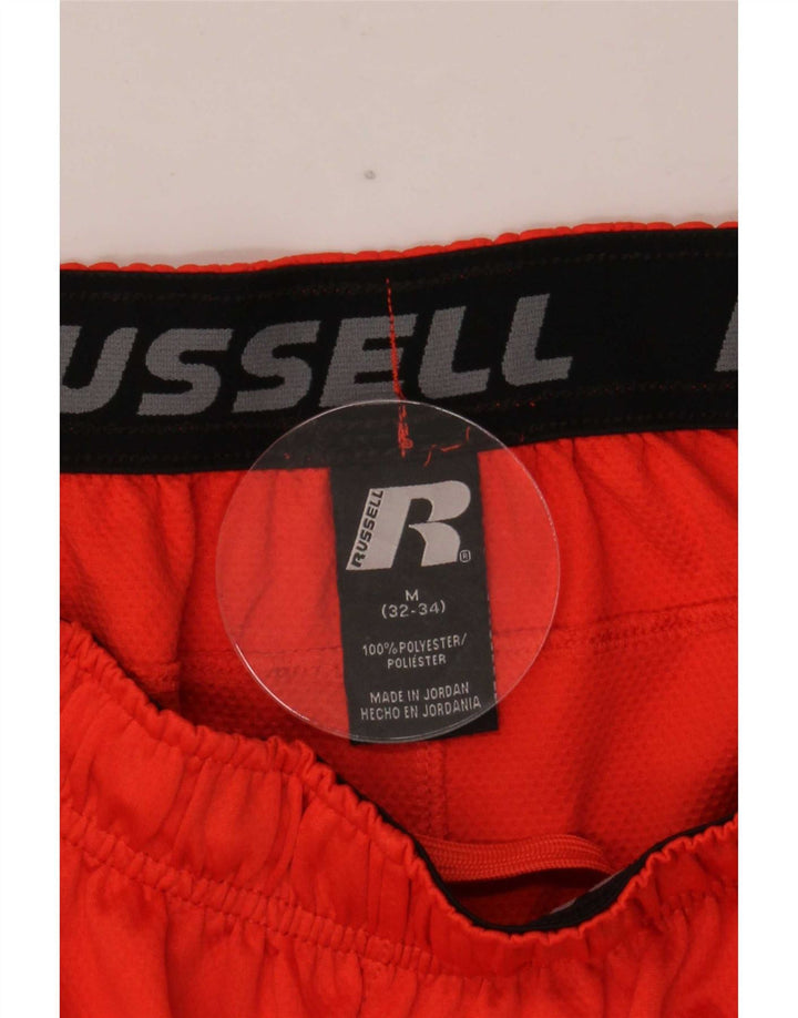 Pantaloni scurți sport Russell Athletic pentru bărbați, roșu mediu, poliester color bloc