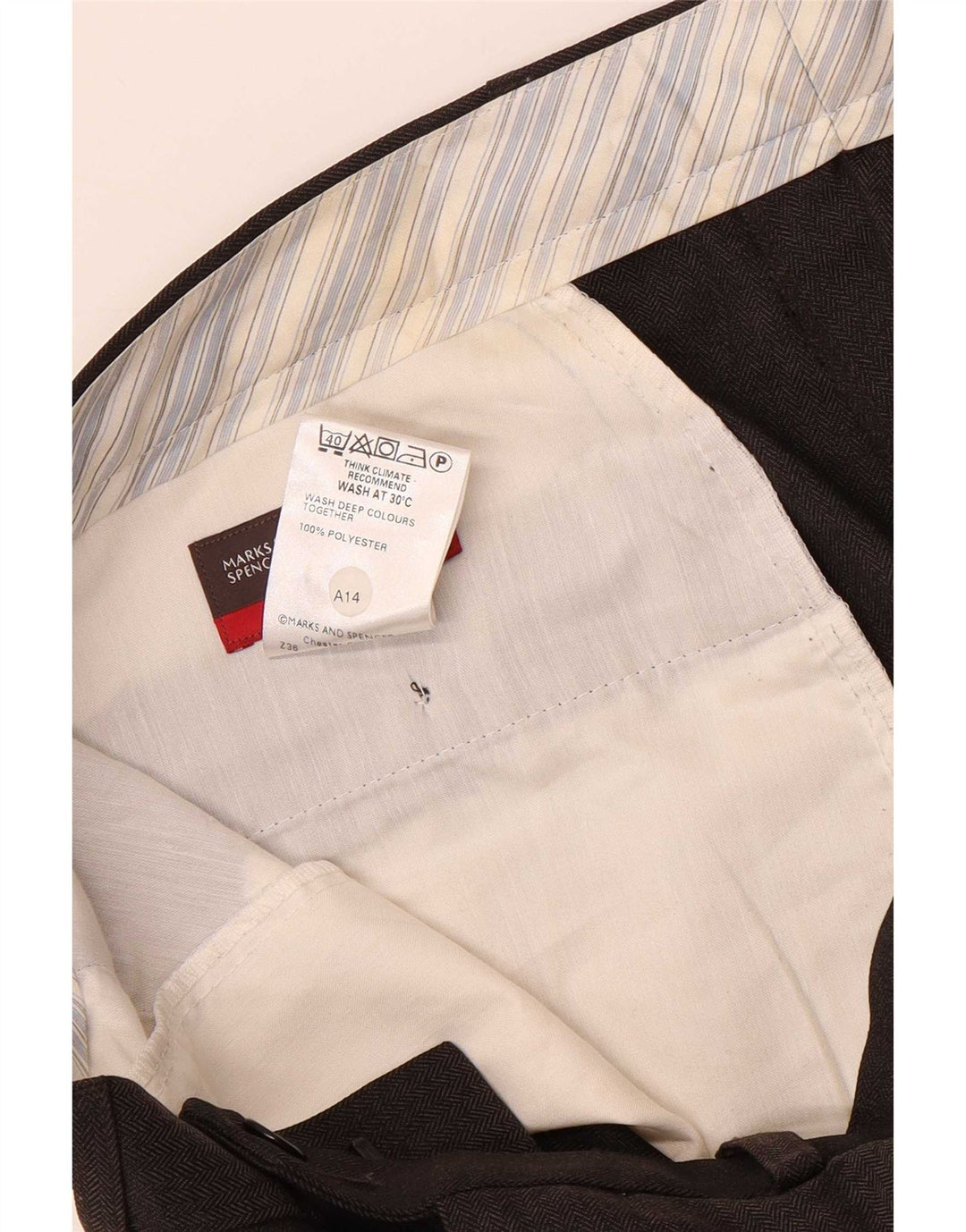 Pantaloni de costum drept bărbați Marks & Spencer W34 L31 Brown Herringbone
