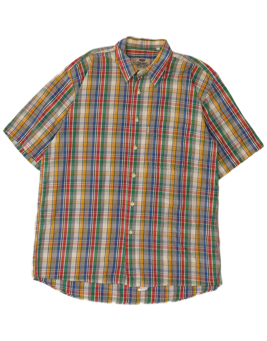 Cămașă cu mânecă scurtă pentru bărbați Levi's XL, bumbac cu carouri multicolore