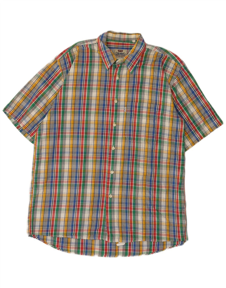 Cămașă cu mânecă scurtă pentru bărbați Levi's XL, bumbac cu carouri multicolore