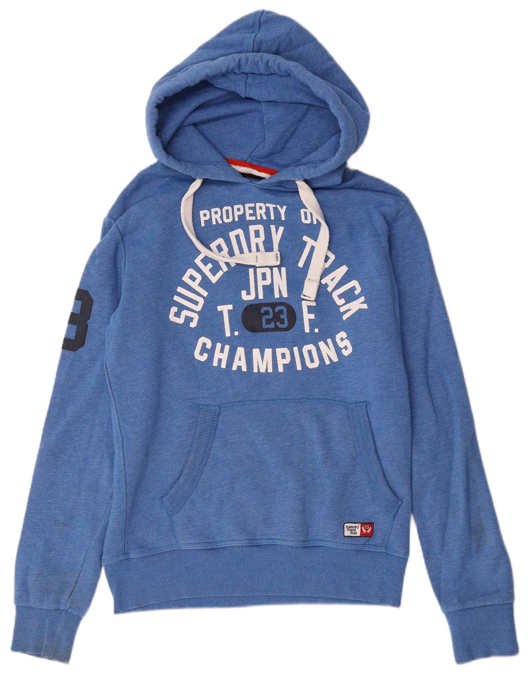 Pulover cu glugă grafic Superdry pentru bărbați, bumbac albastru mediu